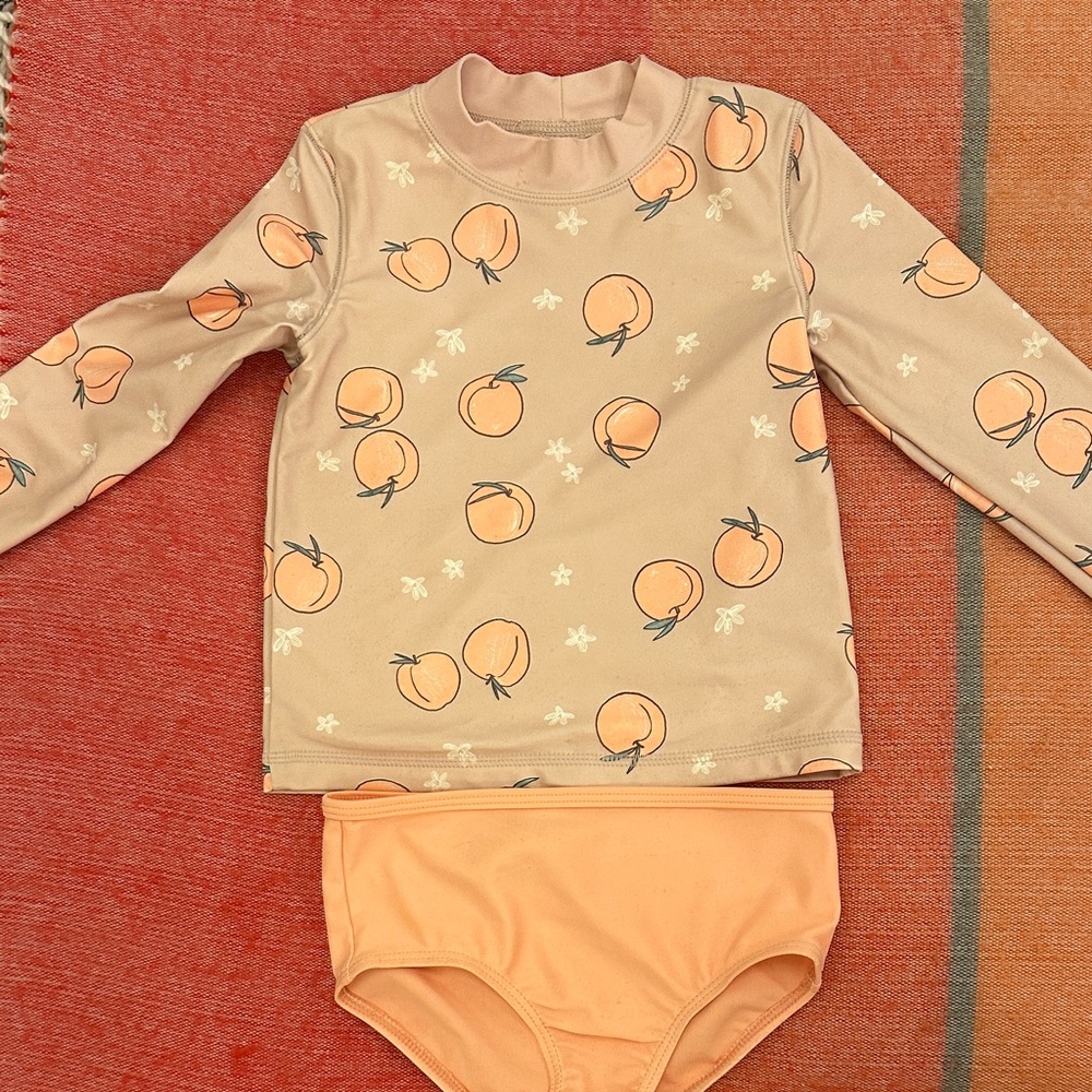 24M Peach Pattern Kids Rashguard Set - Picture 2 of 5